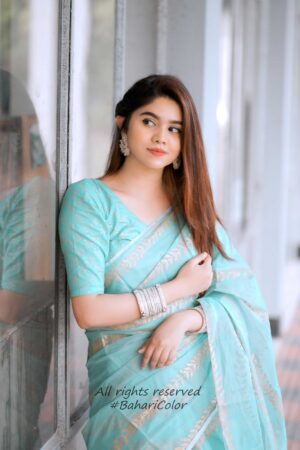 প্রিমিয়াম সেমি মসলিন শাড়ী + ম্যাচিং ব্লাউজ পিচ (SMS101)