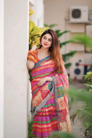 প্রিমিয়াম চান্দেরি সিল্ক শাড়ি + ব্লাউজ পিচ (CS101)