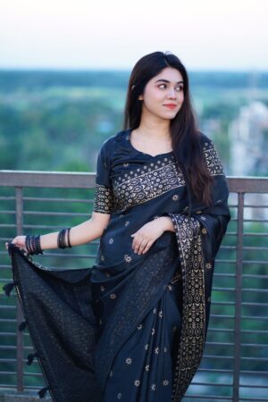 প্রিমিয়াম জাপানি সিল্ক শাড়ী + ম্যাচিং ব্লাউজ পিচ (code-35)