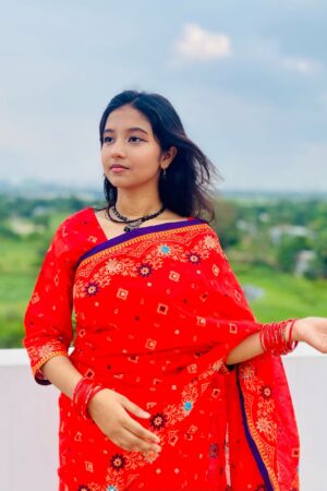 "রূপকথার ছোঁয়া" - প্রিমিয়াম হাফ সিল্ক এমব্রয়ডারি বুটিকস শাড়ি