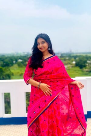 "রূপকথার ছোঁয়া" - প্রিমিয়াম হাফ সিল্ক এমব্রয়ডারি বুটিকস শাড়ি