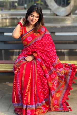 প্রিমিয়াম হাফসিল্ক বুটিক্স শাড়ি- লাল